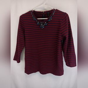 J. Crew Striped Red and Black Women's Top